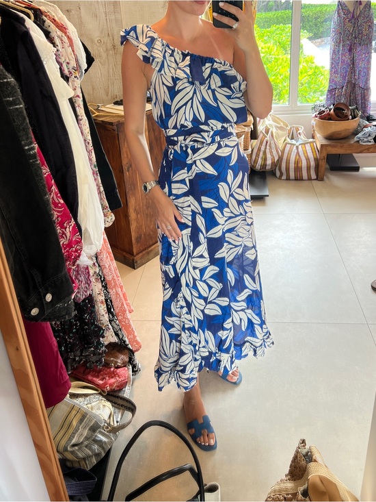 Johanna Ortiz Dresses & Skirts - Tropical Blue One Shoulder Silk Set | NWOT